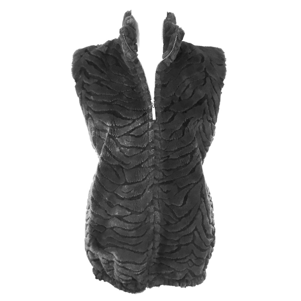 Black duffel Vest, (Check Measurements) Faux Fur
